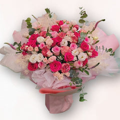 粉紅系玫瑰花束 F120｜Pink Rose Garden Bouquet｜大富貴花店 Rich Garden
