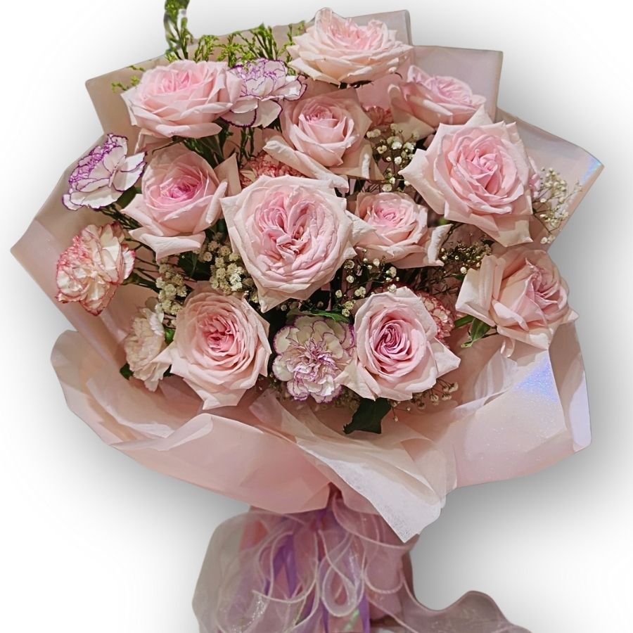 粉紅玫瑰經典花束 F152｜Pink Rose Romantic Bouquet｜大富貴花店 Rich Garden
