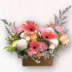粉紅春日花籃 TB008｜Pink Spring Floral Basket｜大富貴花店 Rich Garden

