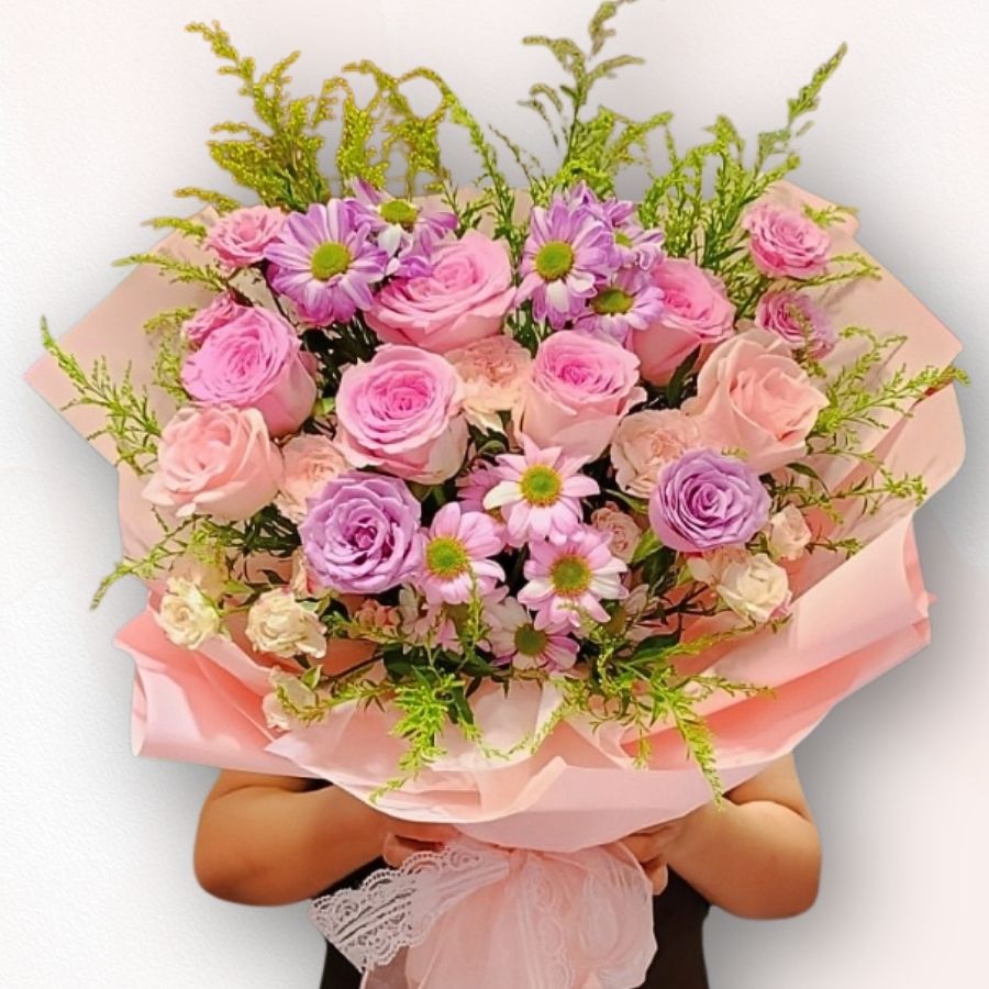 粉紅晴晨花束 F130｜Pink Sunrise Flower Bouquet｜大富貴花店 Rich Garden