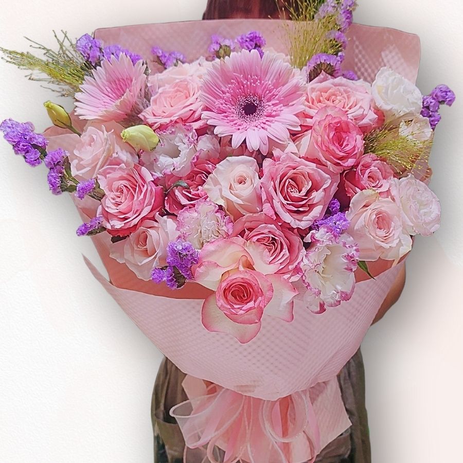 粉紅甜美花束 F129｜Pink Sweet Flower Bouquet｜大富貴花店 Rich Garden
