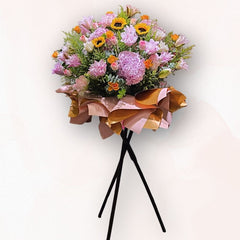 粉紫繡球向日葵花牌 B028｜Purple Hydrangea Sunflower Opening Stand｜大富貴花店 Rich Garden

