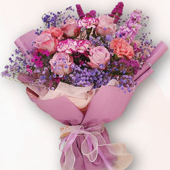 紫粉混色花束 F093｜Purple-Pink Mixed Flower Bouquet｜大富貴花店 Rich Garden
