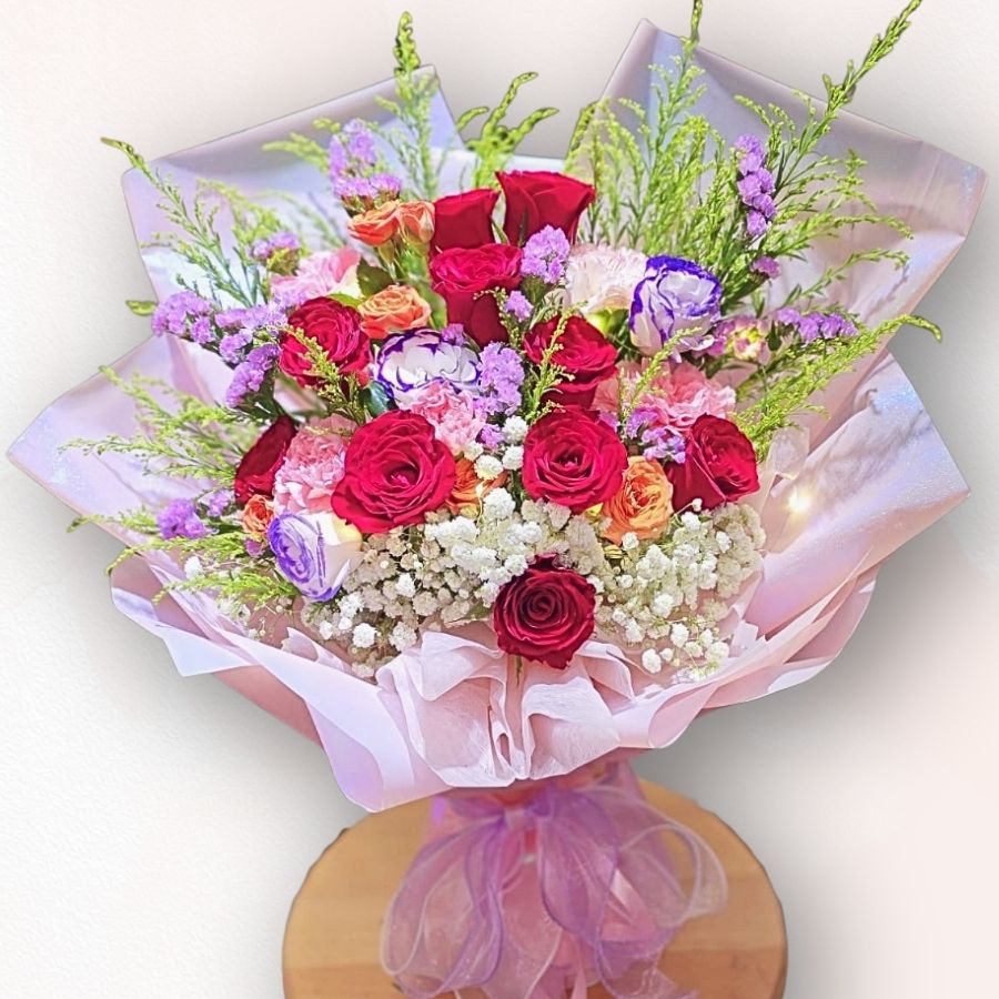 紅粉玫瑰混色花束 F141｜Red & Pink Rose Mixed Bouquet｜大富貴花店 Rich Garden
