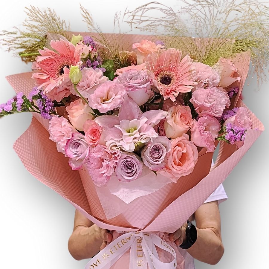 柔粉玫瑰紫調花束 F139｜Soft Pink Purple Rose Bouquet｜大富貴花園 Rich Garden