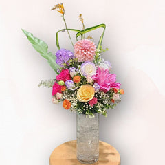 繽紛花藝玻璃花瓶擺設 G002｜Vibrant Vase Flower Arrangement｜大富貴花店 Rich Garden
